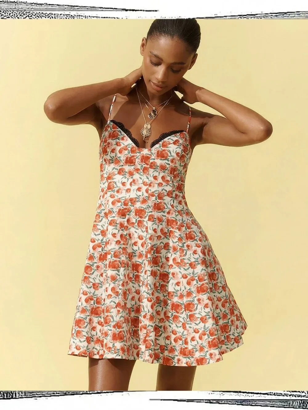 NWT: Red & White Floral Sweetheart Neckline w Lace Trim Dress (S) by Maeve - Picture 1 of 9